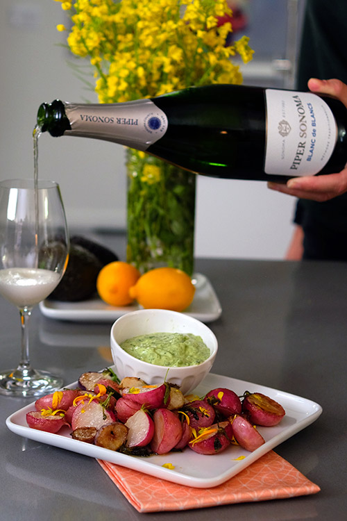 Roasted Radishes with Green Goddess Dipping Sauce