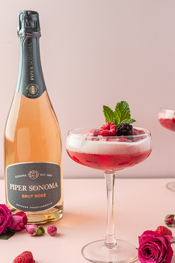 Raspberry & Rose Sherbet Cocktail